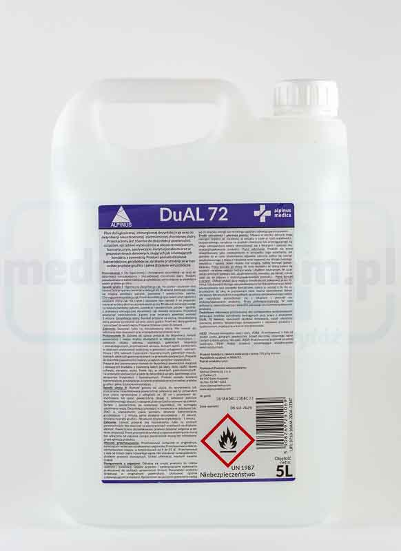 Płyn do dezynfekcji rąk i powierzchni DUAL 72 – ALPINUS 5L