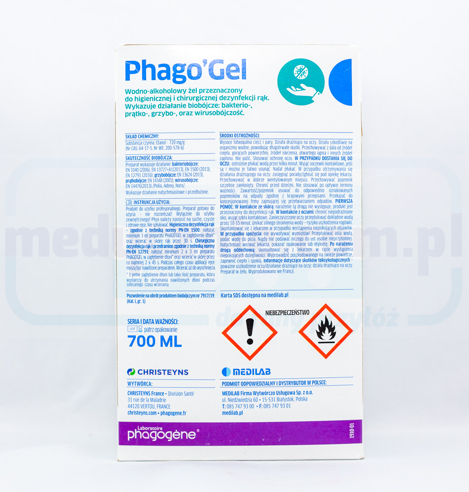 Phago’Gel 700ml sterisol żel do higienicznej i chirurgiczn...