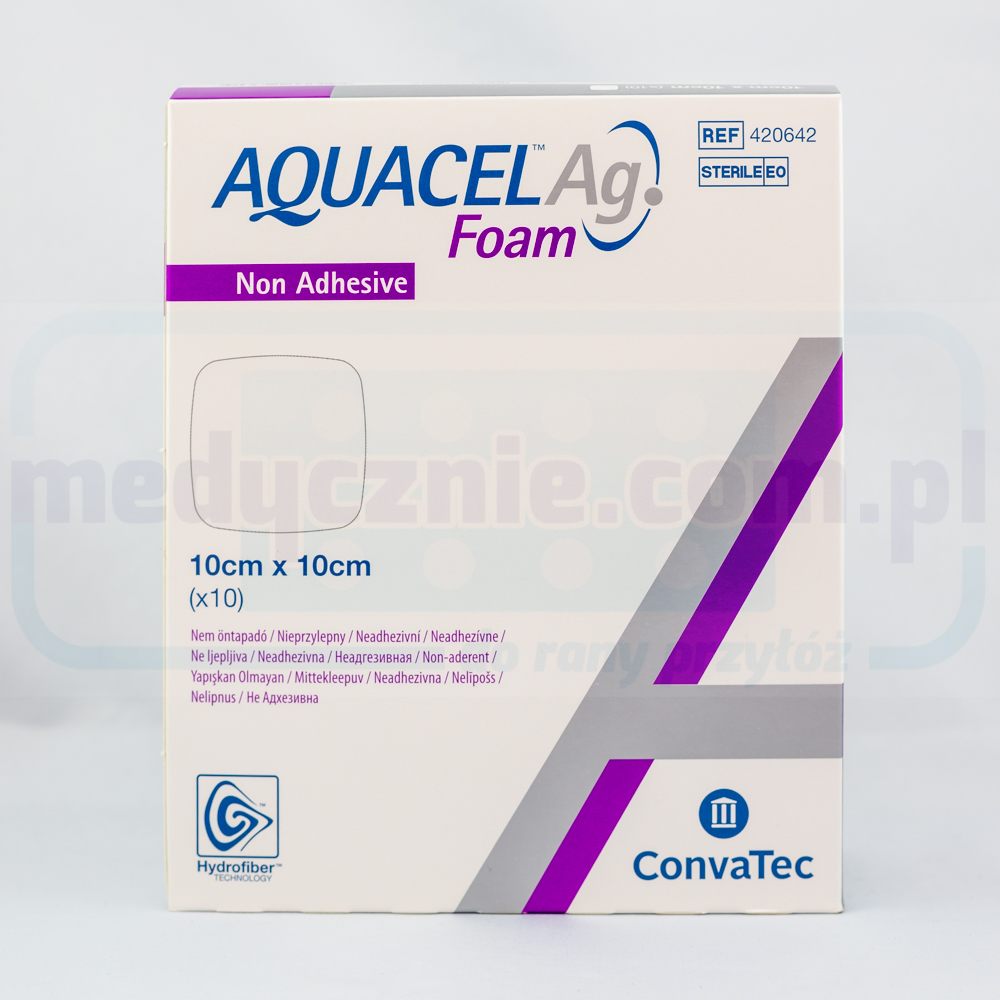 Aquacel Foam Ag Non Adhesive 10*10cm wielowarstwowy opatru...