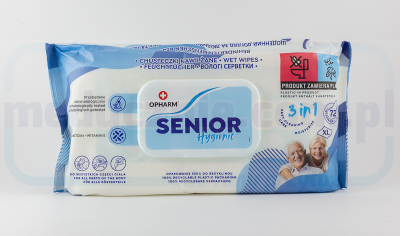Chusteczki nawilżane Senior Hygienic Wet 3w1 72szt