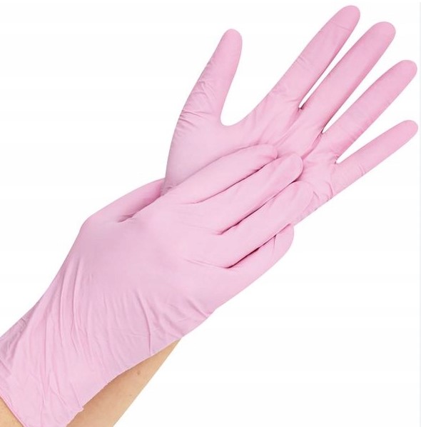 Rękawice nitrylowe bezpudrowe 100szt S różowe