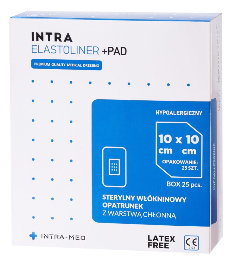 ELASTOLINER+PAD 10cm x 10cm 25szt opatrunek z wkładem chło...