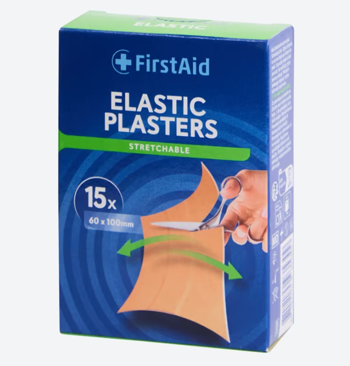 Plaster z opatrunkiem First Aid Elastic 10 x 6cm a’15szt