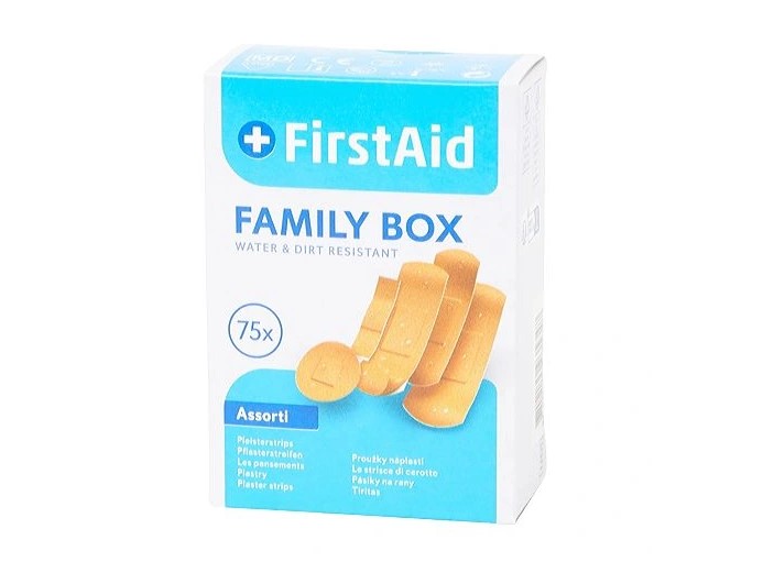 Plaster zestaw z opatrunkiem FIRST AID Family Box 75szt.