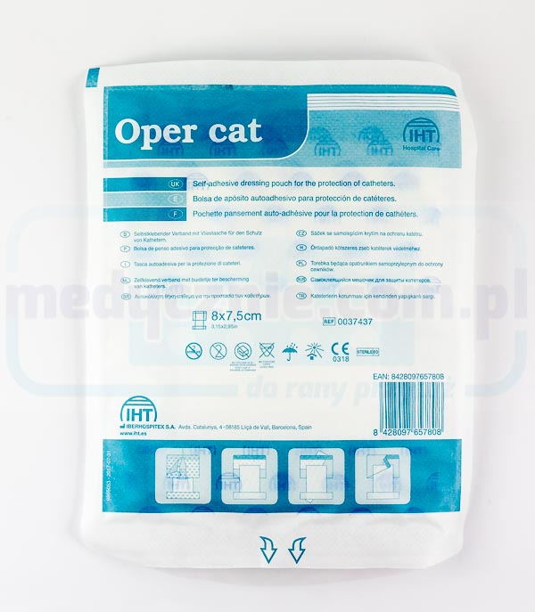 Oper Cat classic 8* 7,5cm opatrunek z kieszenią do zabezpieczania cewników (wersja włókninowa)