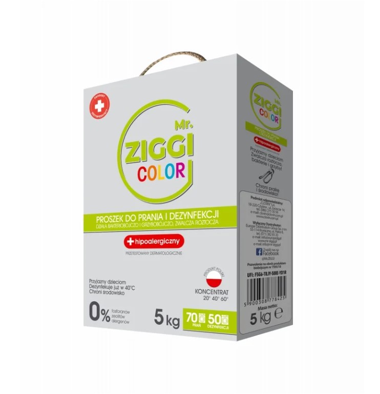 Proszek Ziggi 5kg do prania i dezynfekcji do koloru