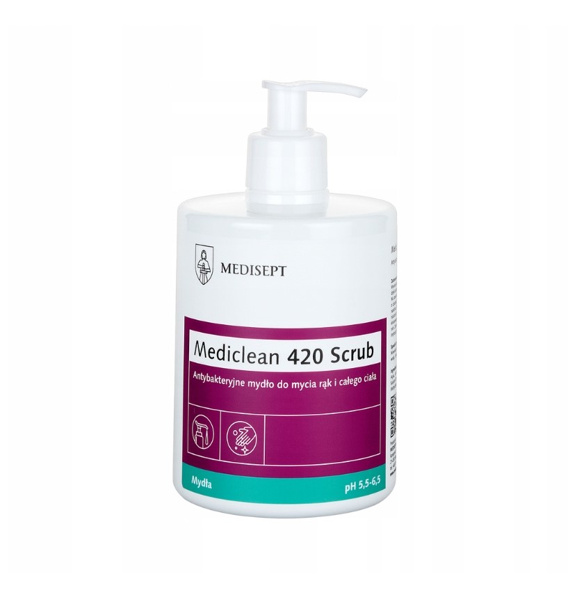 Mydło w płynie antybakteryjne z pompką 500ml MediClean Scrub