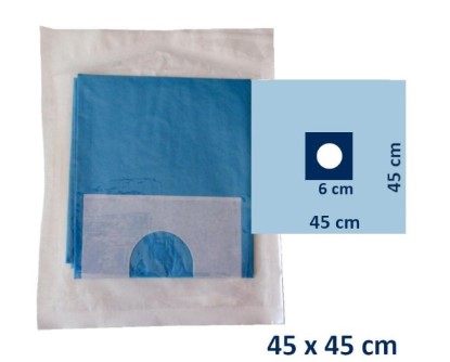 Serweta sterylna ALPHAtex REF AT-NFF-S 1 45 *45cm z centralnym przylepnym otworem 6cm 1szt