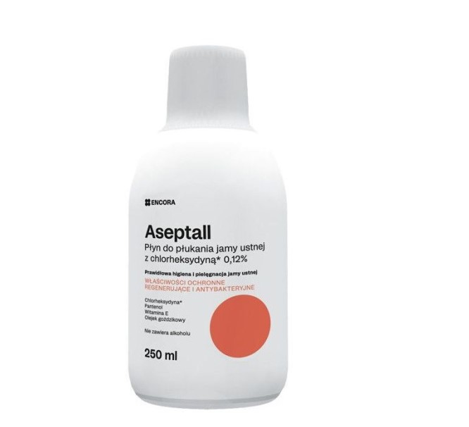 Aseptall płyn 250ml do płukania jamy ustnej z chlorheksydyną 0,12%