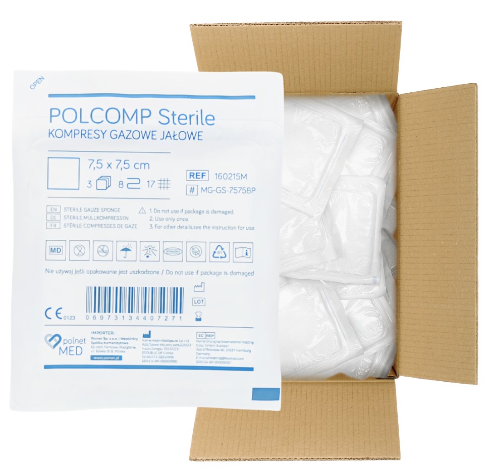 Kompres jałowy gazowy 7,5*7,5cm a'3szt-100szt 17N 8W