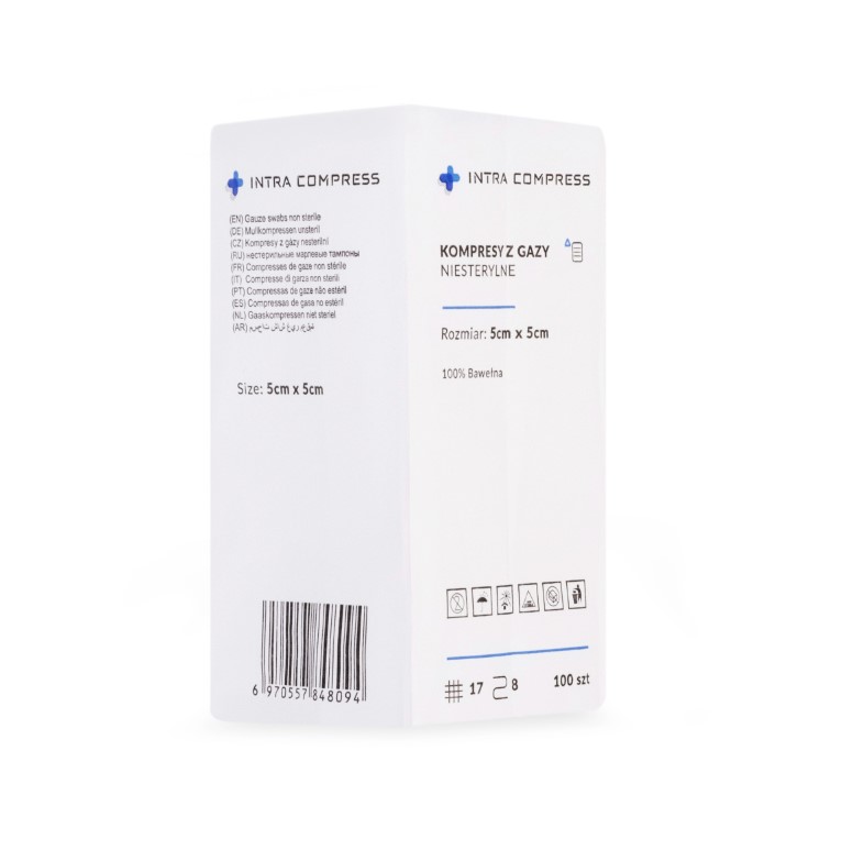 Kompres gazowy niejałowy 5*5cm 100szt 17N 8W - obrazek 2