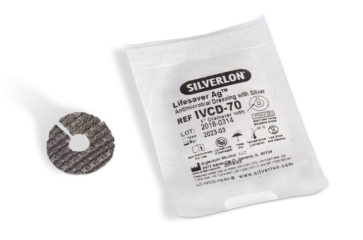 Silverlon Lifesaver IVCD-70 śr.2,5cm z otworem śr.7,0mm 1szt opatrunek do wkłuć centralnych