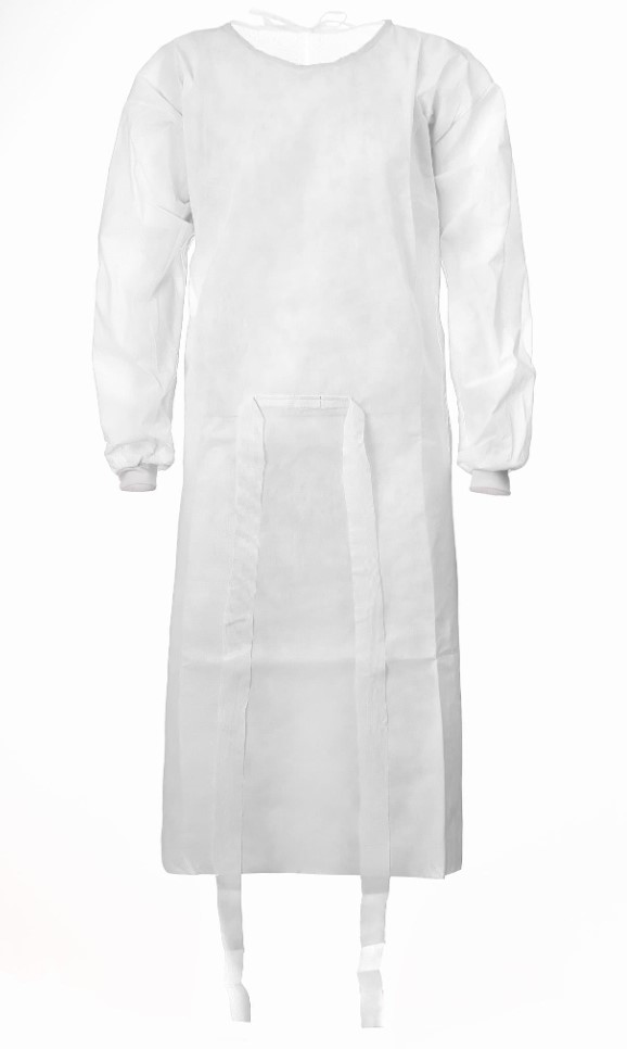 Fartuch włókninowy PP 30g biały z mankietem 1szt - obrazek 2