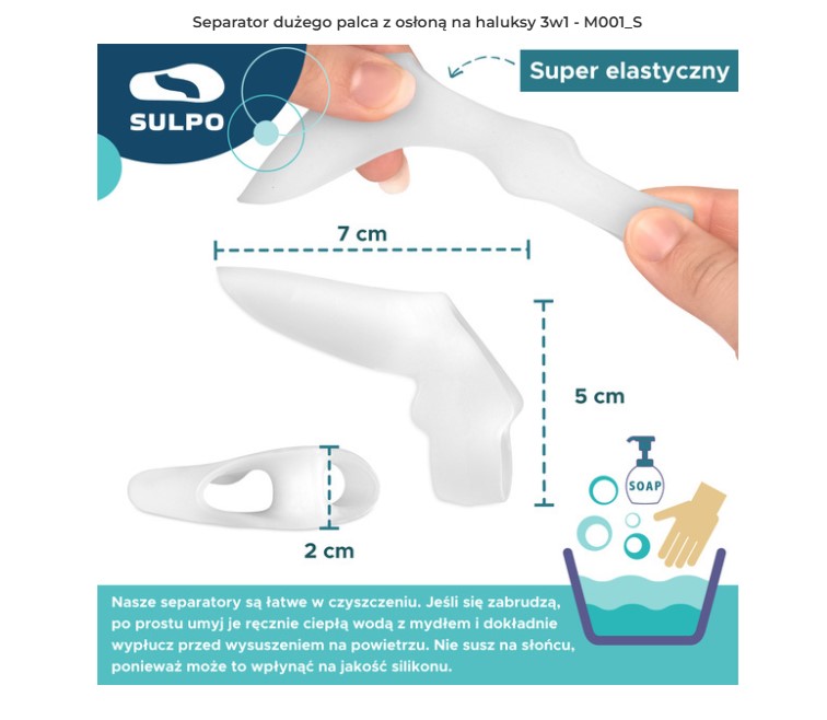 Haluksy - Separator M001_SA 1szt dużego palca z osłoną na haluksy 3w1 - obrazek 2