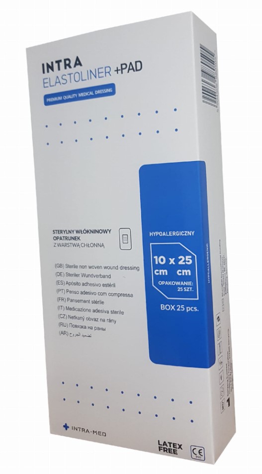 Opatrunek z wkładem chłonnym ELASTOLINER+PAD 10cm x 25cm 25szt