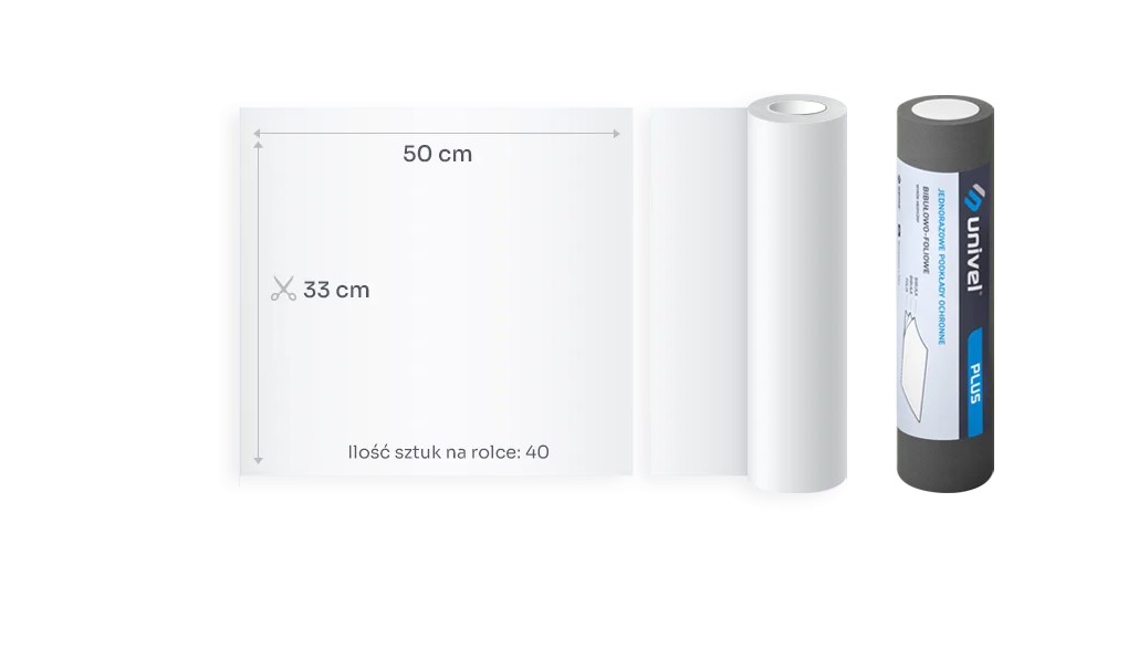 Podkład/Serweta stom. w rolce 33x50cm/40szt czarna Univel Plus - obrazek 2