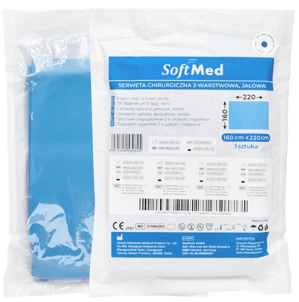 Serweta sterylna SoftMed 220x160 cm 2-warstwowa 1szt