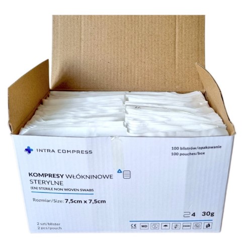 Kompres włókninowy jałowy 4W 7,5*7,5cm a'2szt-100szt
