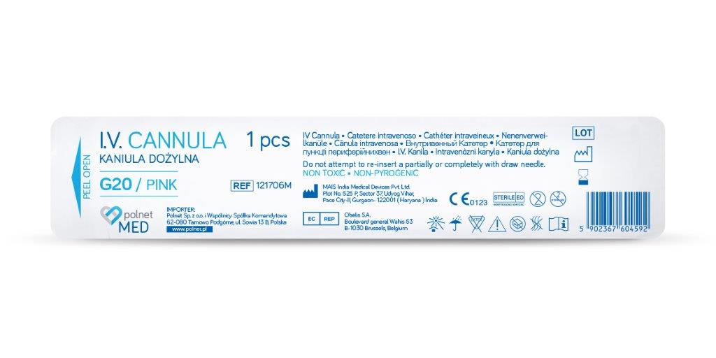 Venflon POLnet-FIX 1,1*32mm G20 różowy