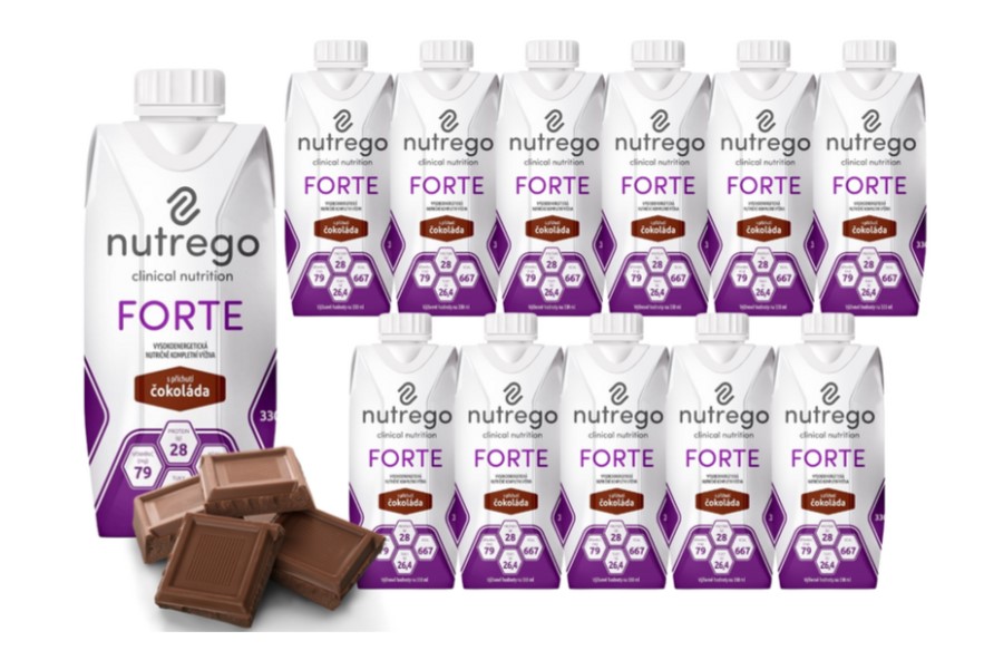 Nutrego Forte 12x330 ml Czekoladowy wysokokaloryczna, wysokobiałkowa dieta