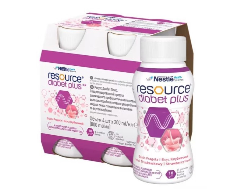 Resource Diabet Plus 4x200ml smak truskawkowy
