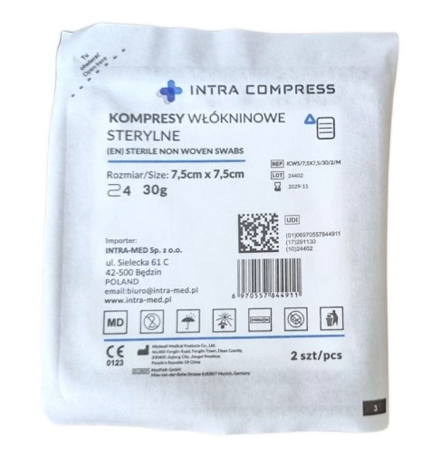 Kompres włókninowy jałowy 4W 7,5*7,5cm 2szt blister