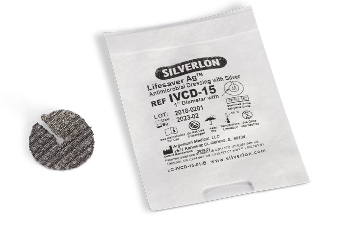 Silverlon Lifesaver IVCD-15 śr.2,5cm z otworem śr.1,5mm 1szt opatrunek do wkłuć centralnych