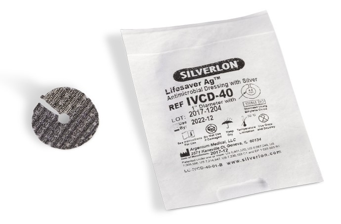 Silverlon Lifesaver IVCD-40 śr.2,5cm z otworem śr.4,0mm 1szt opatrunek do wkłuć centralnych