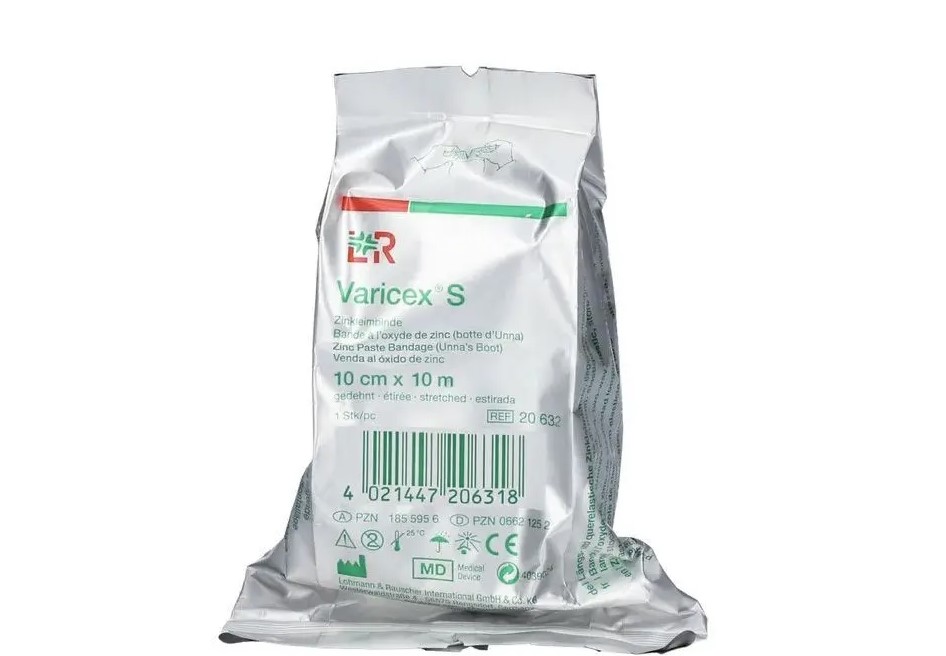 Varicex S 10cm* 10m 1szt opaska dziana z pastą cynkową