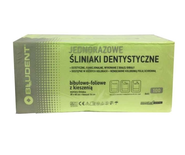 Śliniak dentystyczny z kieszenią 100szt limonka Mustaf Dental - obrazek 2