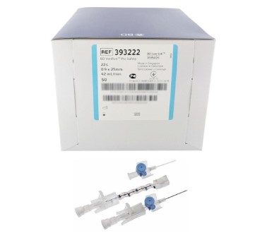 Venflon BD Pro Safety G22 09* 25mm 50szt niebieski z portem REF 393222