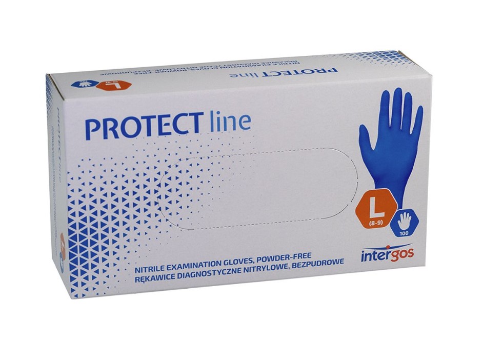Rękawice niebieskie L 100szt nitrylowe bezpudrowe PROTECT line