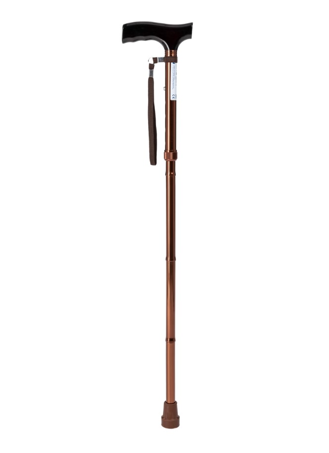 Laska inwalidzka aluminiowa regulowana brązowa