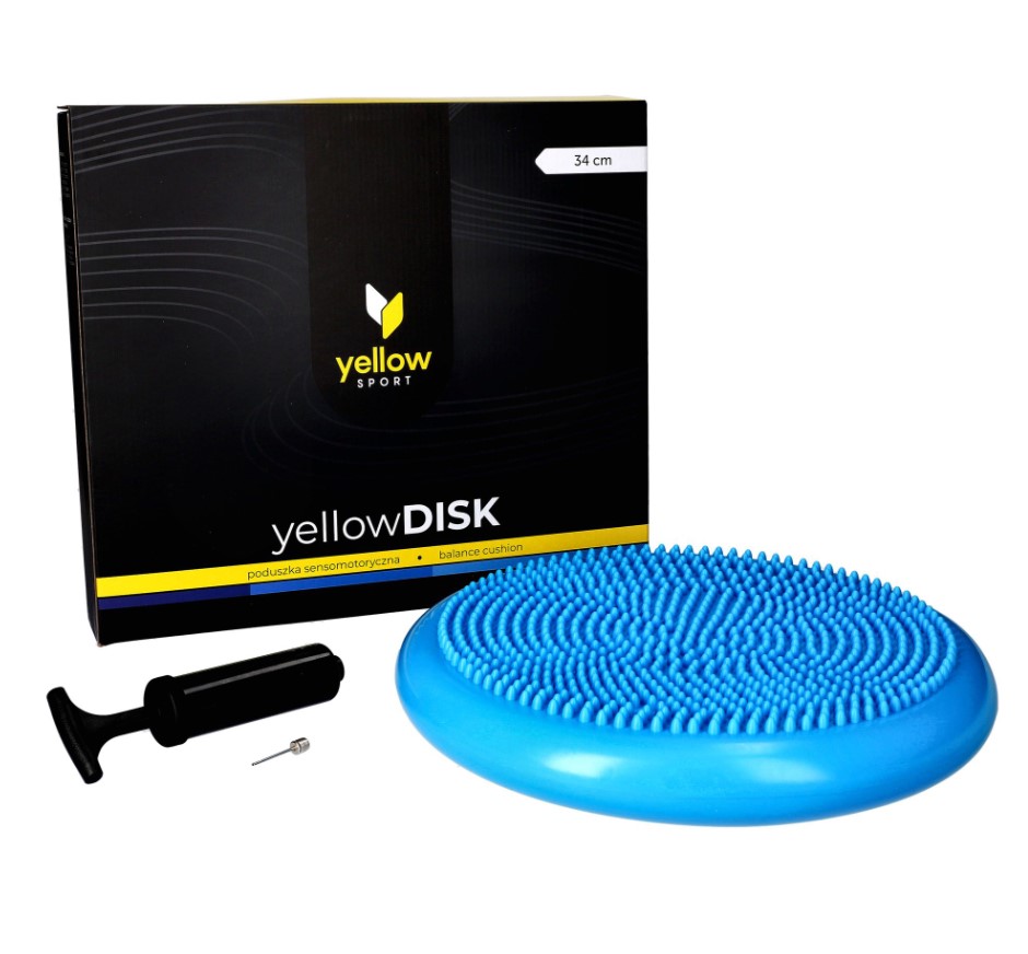 Poduszka sensomotoryczna yellowDISK z pompką niebieska