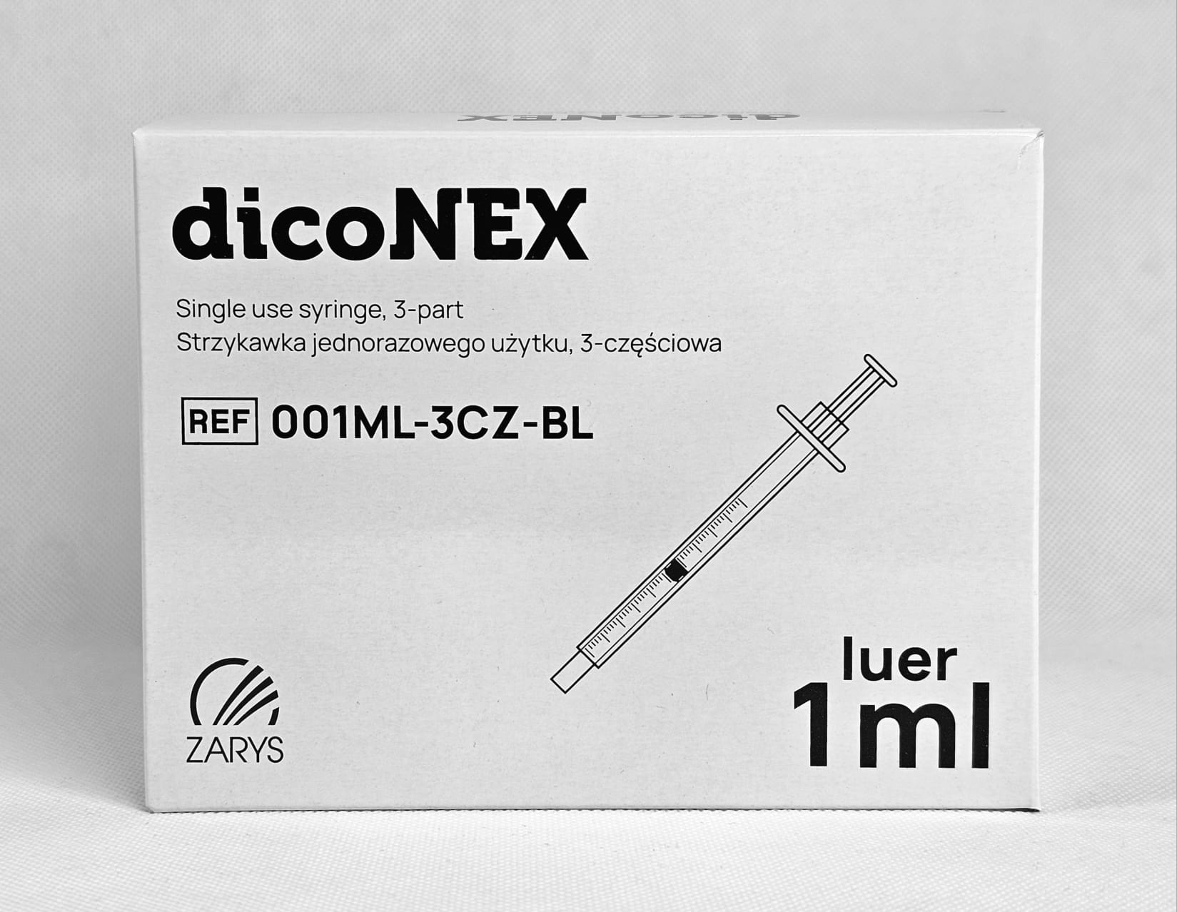 Strzykawka sterylna j.u. 1ml 3częściowa Luer 100szt discoNEX