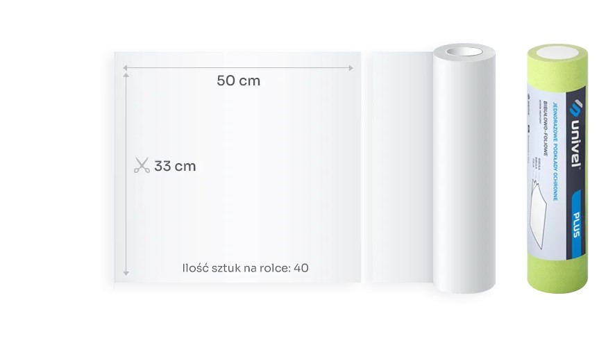 Podkład/Serweta stom. w rolce 33x50cm/40szt limonka Univel Plus