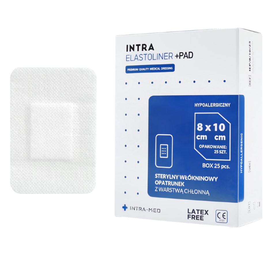 Opatrunek z wkładem chłonnym ELASTOLINER+PAD 8cm x 10cm 25szt