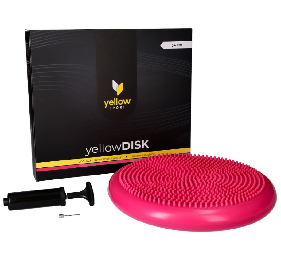 Poduszka sensomotoryczna yellowDISK z pompką różowa