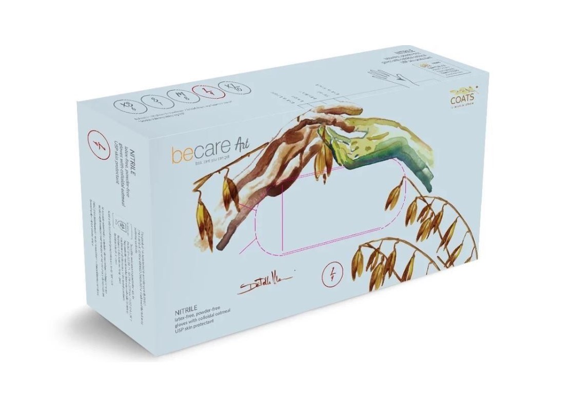 Rękawice BECARE M 200szt nitrylowe z owsem