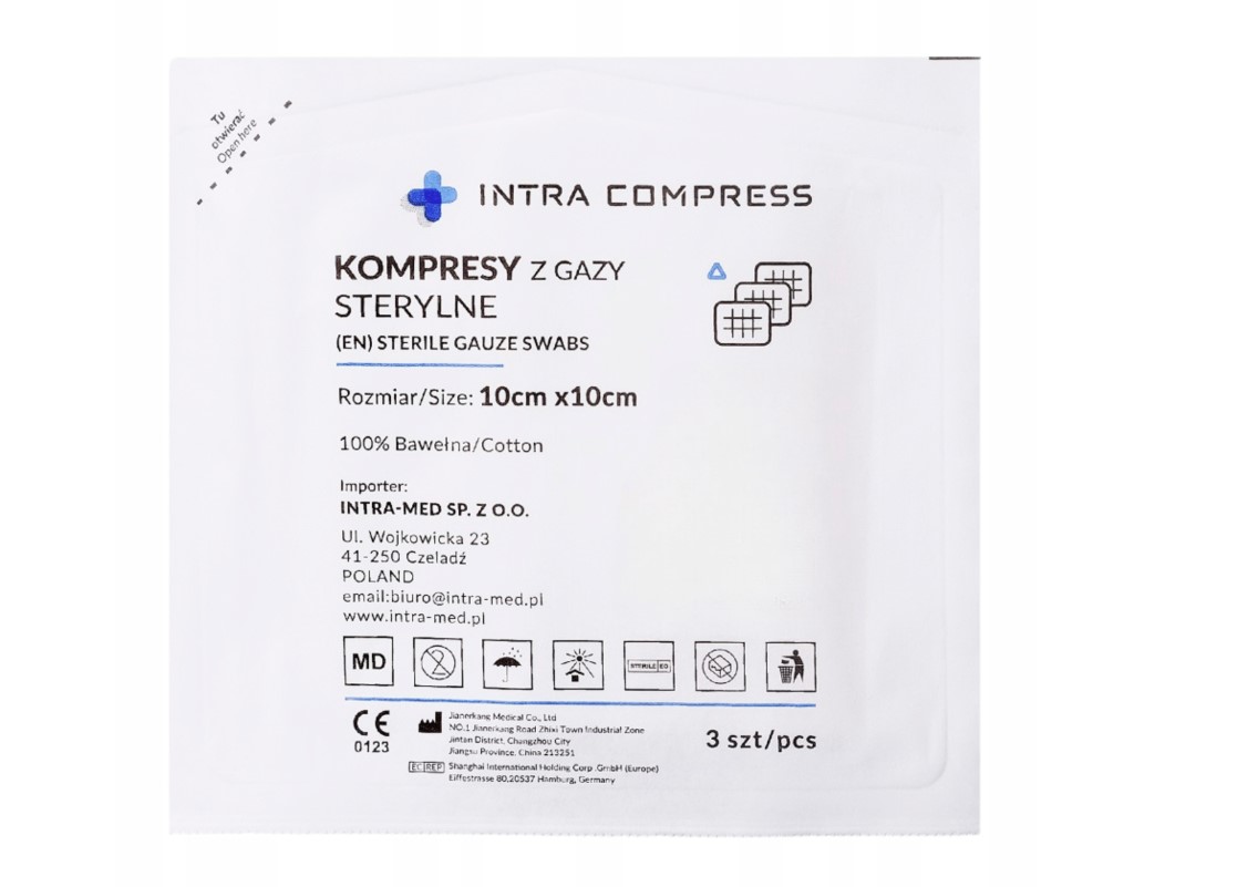 Kompres jałowy gazowy 10*10cm 3szt blister 17N 8W - obrazek 2