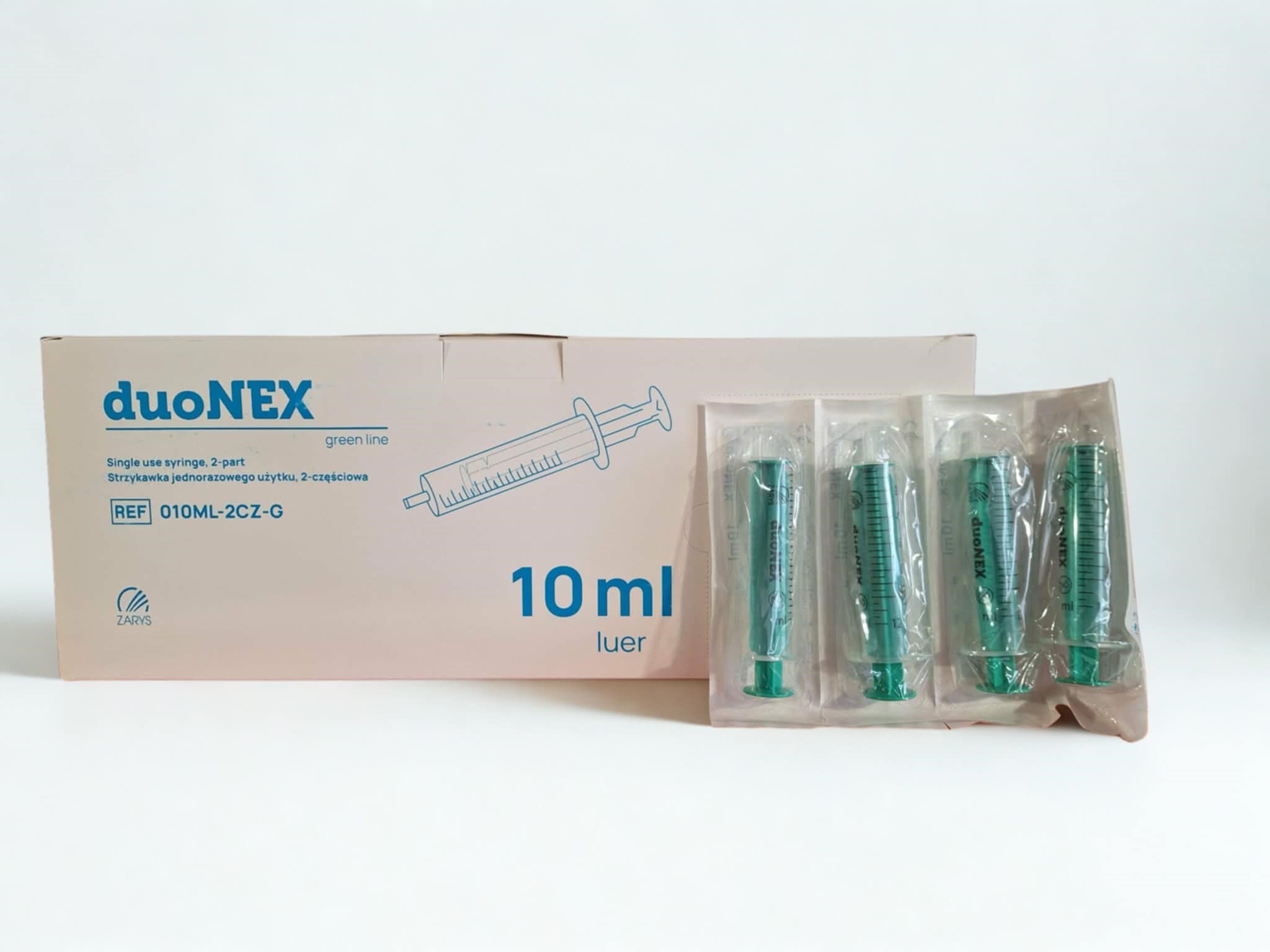 Strzykawki 10ml 100szt duoNex sterylne j.u. (zielony tłok)