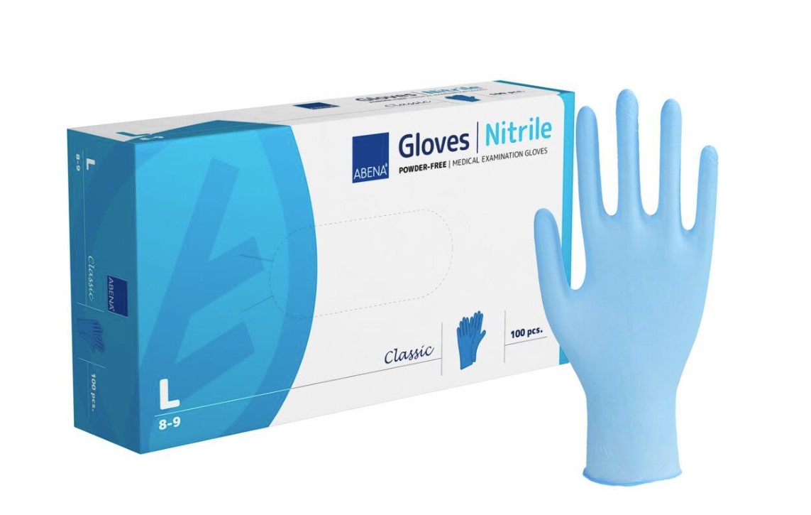 Rękawice nitrylowe niebieskie L 100szt Abena