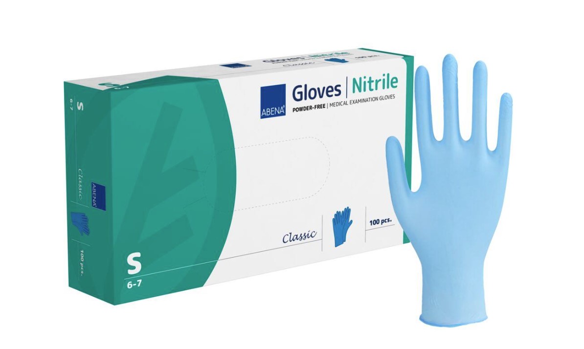Rękawice nitrylowe niebieskie S 100szt Abena