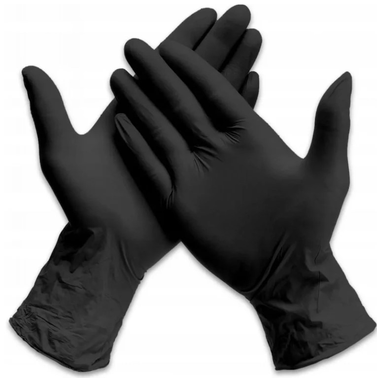Rękawice czarne S 100szt nitrylowe bezpudrowe