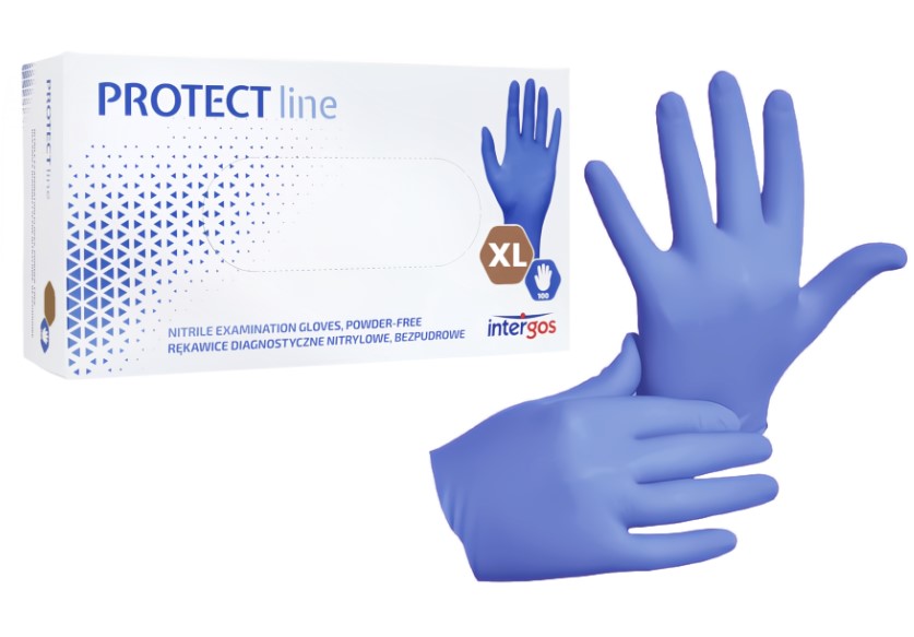Rękawice niebieskie XL 100szt nitrylowe bezpudrowe PROTECT line