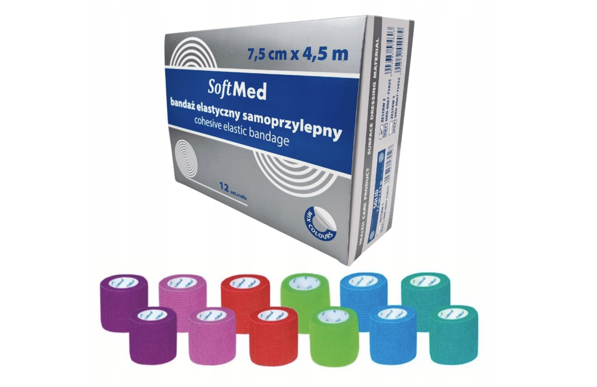 Opaska kohezyjna 7,5cm*4,5m 12szt SOLID II zestaw