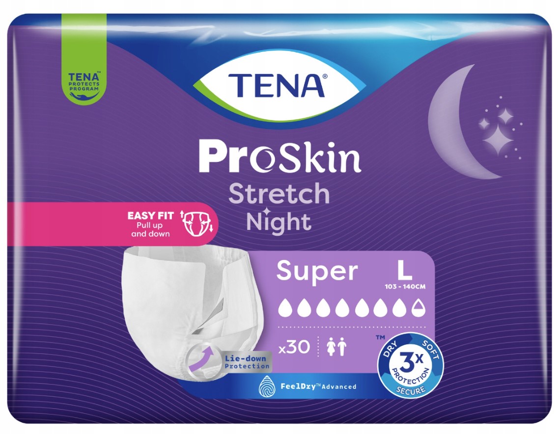 Pieluchomajtki TENA Stretch ProSkin Super Night L 30szt