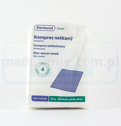 Kompres włókninowy niejałowy 7,5*7,5cm 100szt 30g 4W