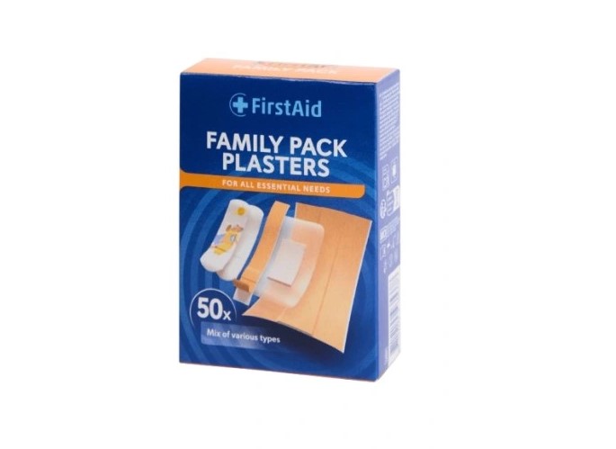 Plaster zestaw z opatrunkiem FIRST AID Family Box 50szt.