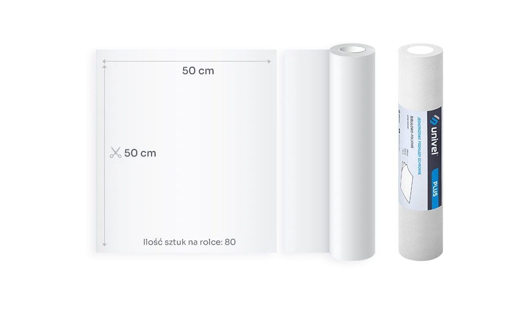 Podkład podfoliowany UNIVEL PLUS 2x bibuła 1x folia 50cm x 50m Biały